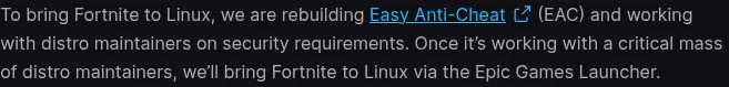 Epic 公告说明正在重做 Easy Anti-Cheat，满足条件后再让 Fortnite 支持 Linux