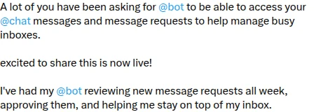 Paul Vann自述让Bot检查和批准消息请求