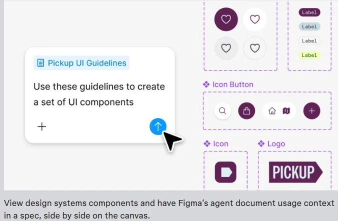 Figma 官方展示把界面规则与组件设计放在同一画布