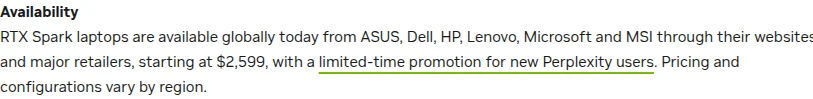 NVIDIA 10月16日发布稿写2599美元起并注明各地区配置价格不同