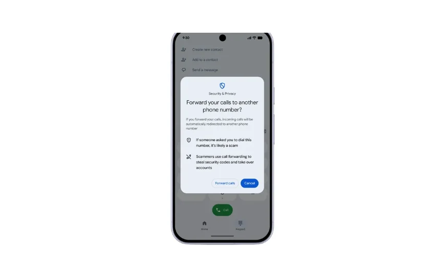 Google官方来电转接警告示例